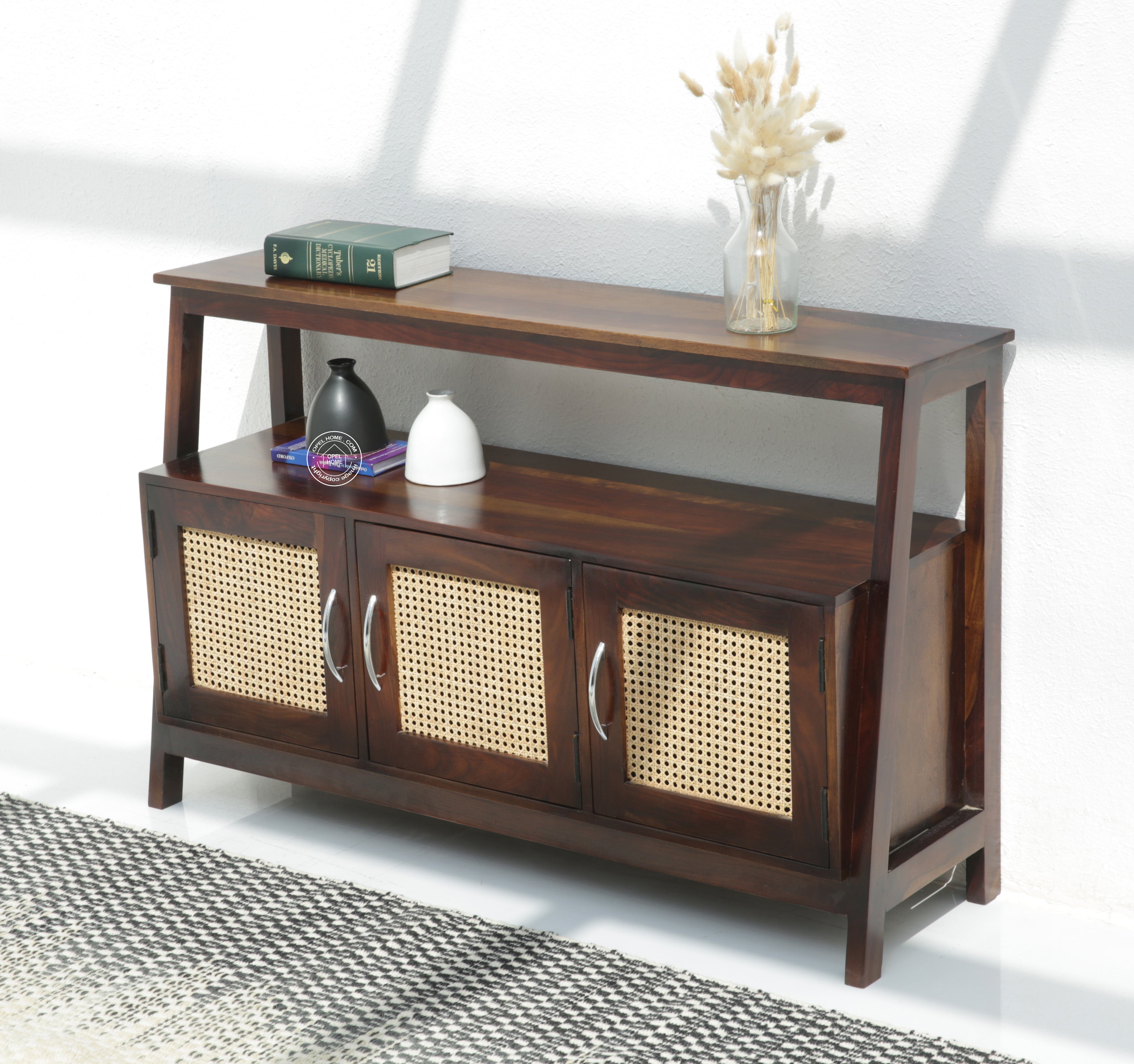Maybery 3-Rattan Doors console table