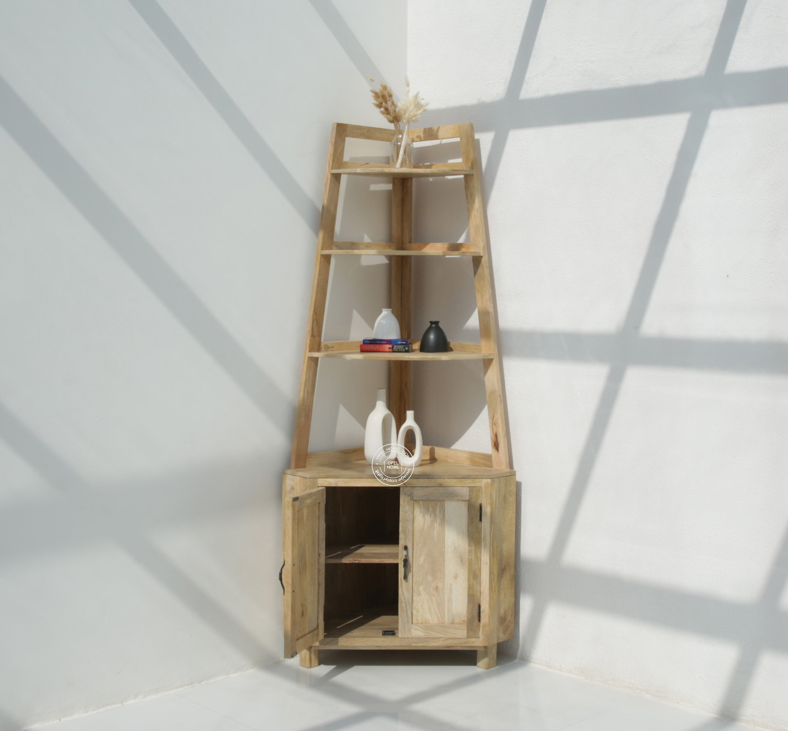 Rison  Corner Wooden Display Shelf