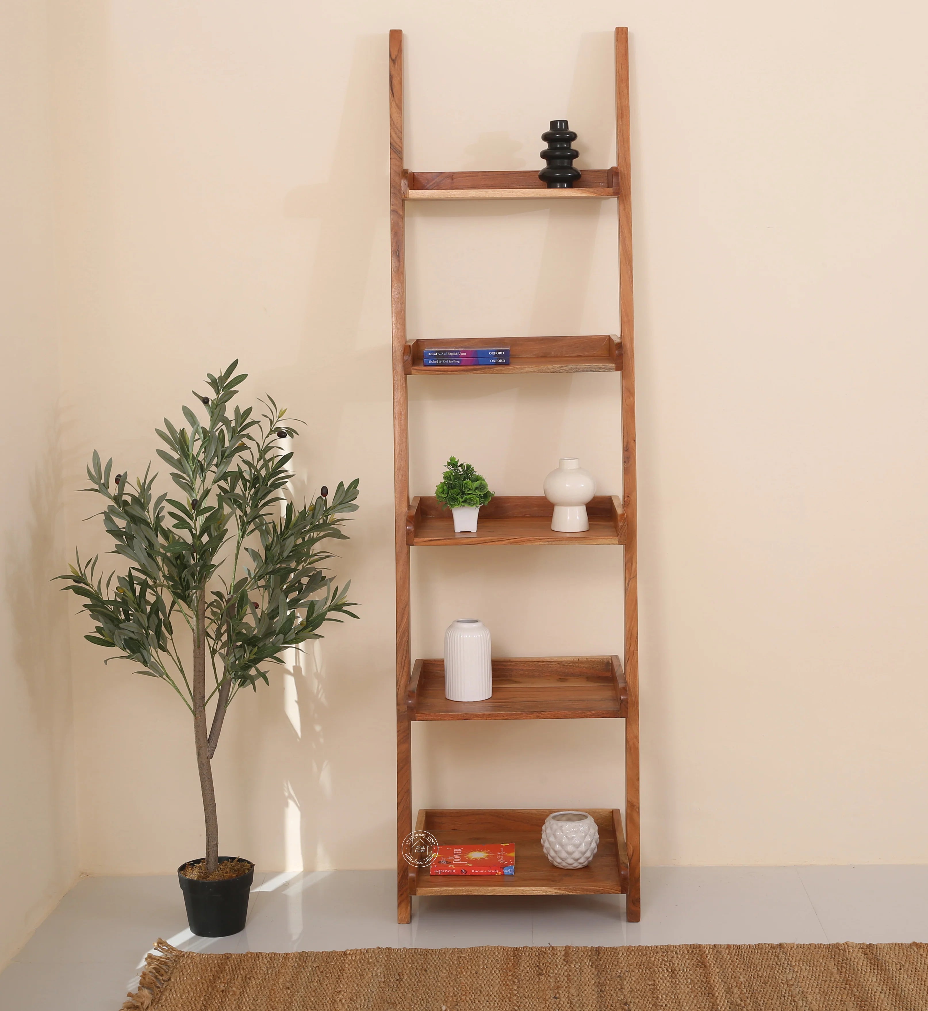 Alvine Wood Ladder Shelves – Solid Wood, 180 cm | Opelhome UAE