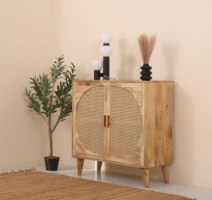 Daris Rattan Sideboard – Solid Mango Wood, Natural Finish | Opelhome UAE