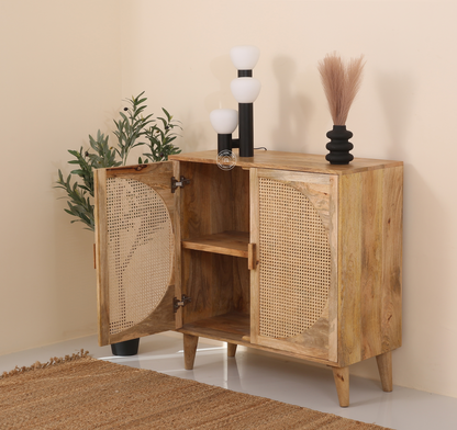Daris Rattan Sideboard – Solid Mango Wood, Natural Finish | Opelhome UAE