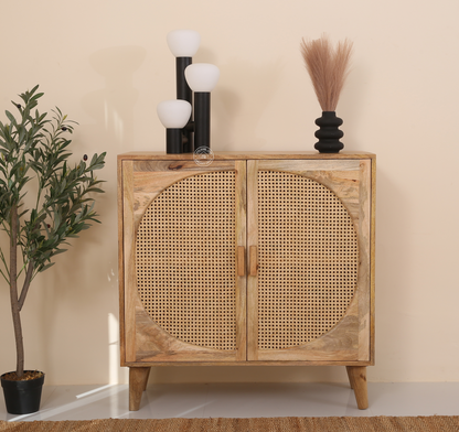 Daris Rattan Sideboard – Solid Mango Wood, Natural Finish | Opelhome UAE