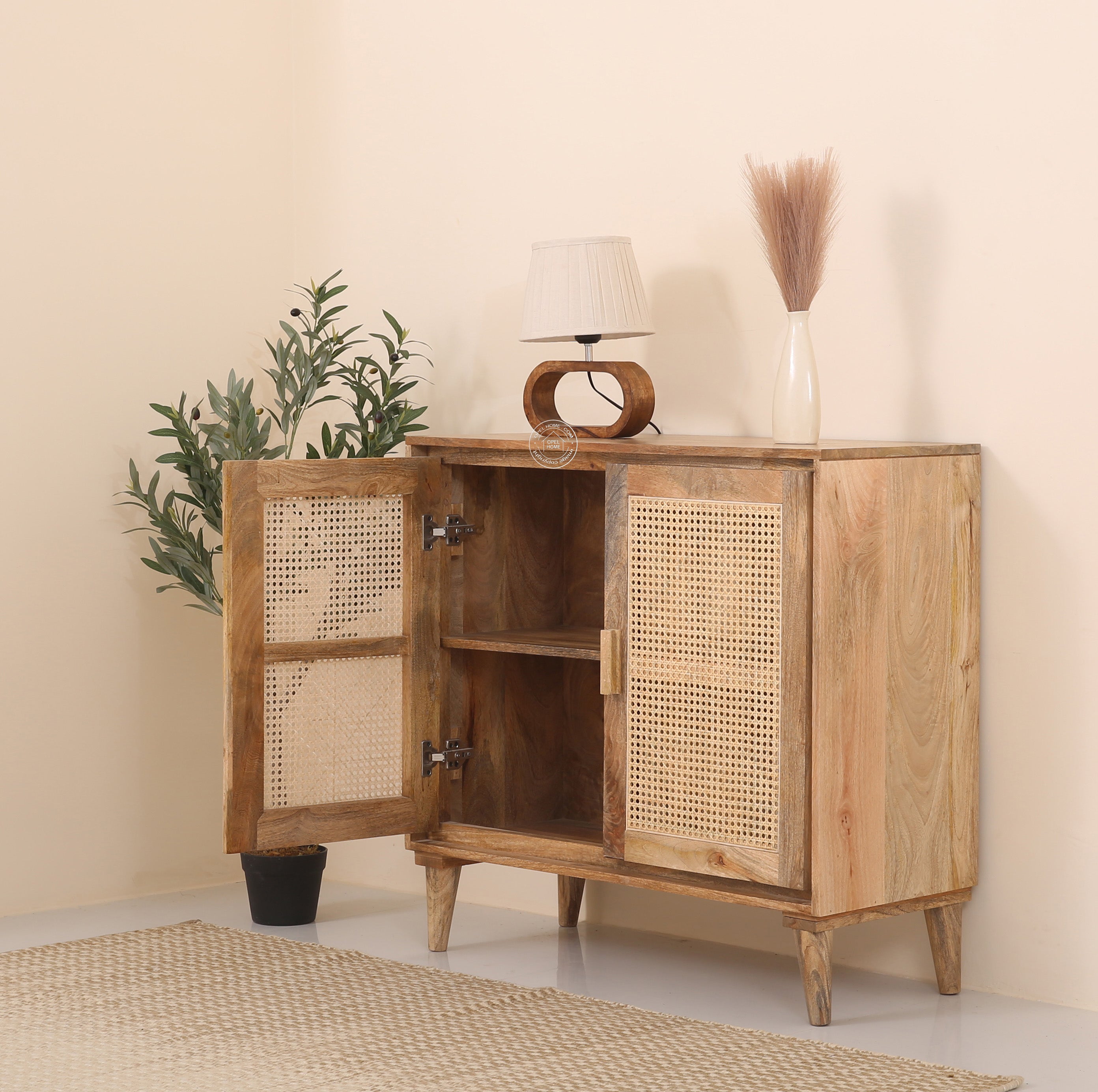 Carol  Rattan  wooden 2 door cabinet