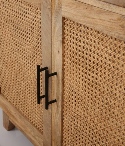 Abston Rattan Display Cabinet – Solid Wood, 180 cm | Opelhome UAE