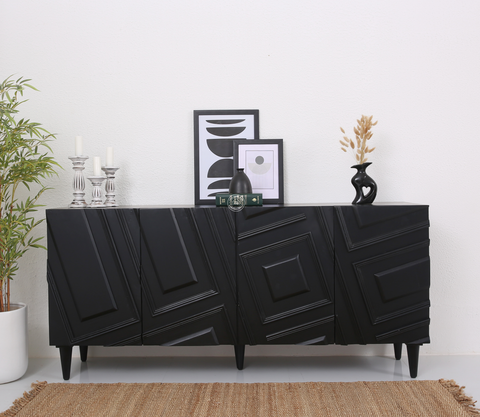 Elegant Black 4 Doors Sideboard