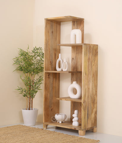 Jazzel Wooden Display Shelf – Solid Mango Wood, 190 cm | Opelhome UAE