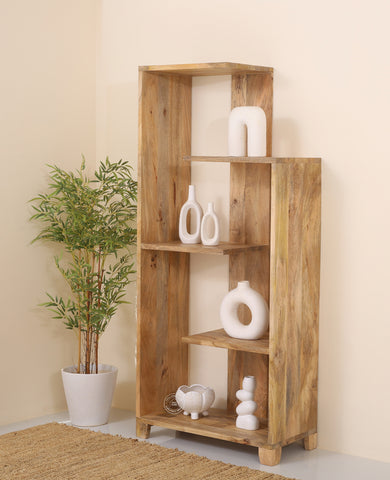 Jazzel Wooden Display Shelf – Solid Mango Wood, 190 cm | Opelhome UAE