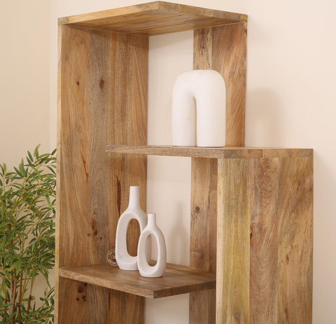 Jazzel Wooden Display Shelf – Solid Mango Wood, 190 cm | Opelhome UAE