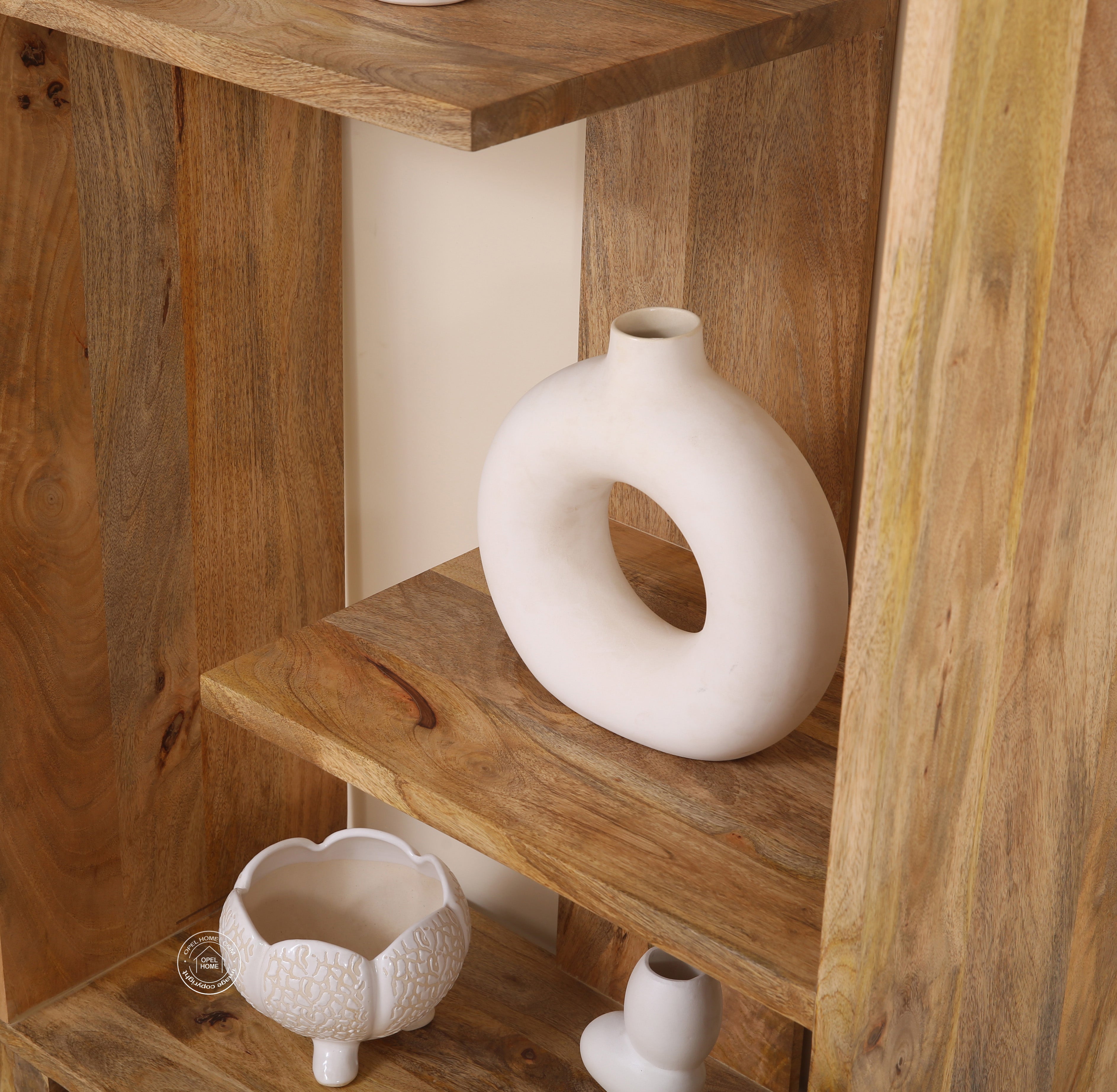Jazzel Wooden Display Shelf – Solid Mango Wood, 190 cm | Opelhome UAE