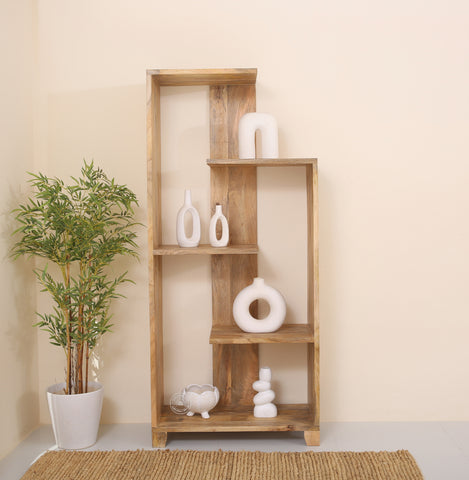 Jazzel Wooden Display Shelf – Solid Mango Wood, 190 cm | Opelhome UAE