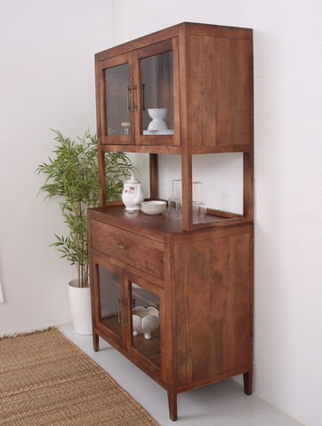 Minion glass wooden 4 door bar cabinet with drawer