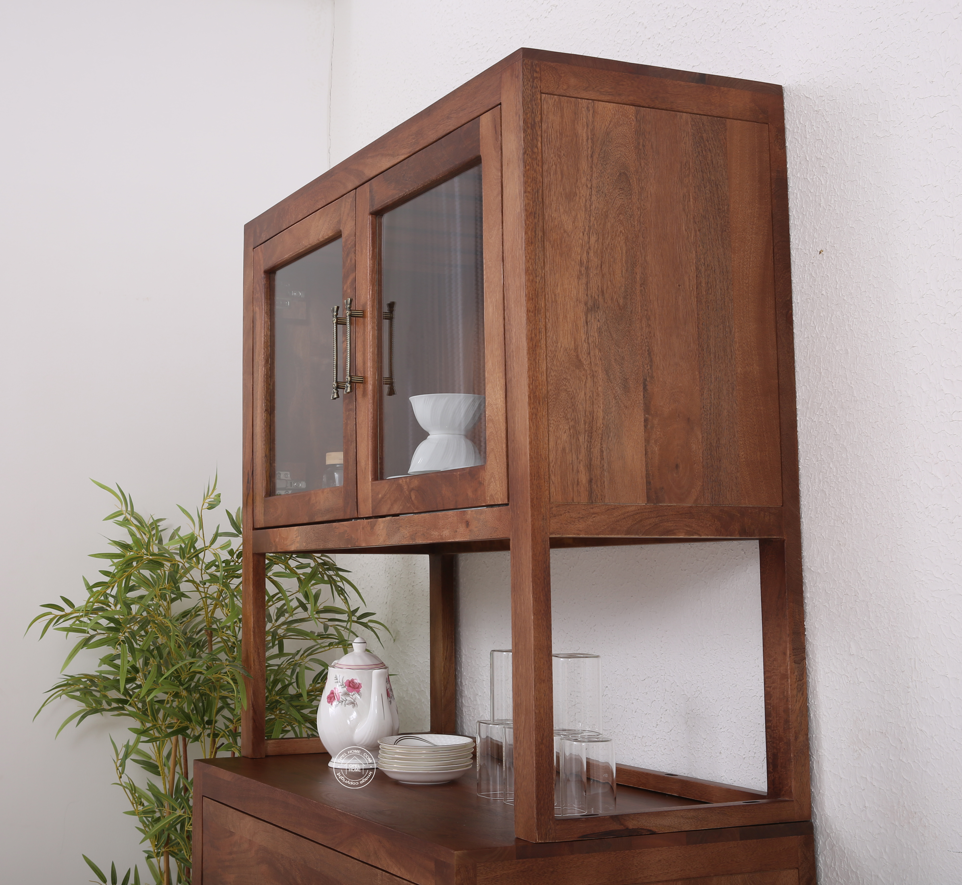 Minion glass wooden 4 door bar cabinet with drawer