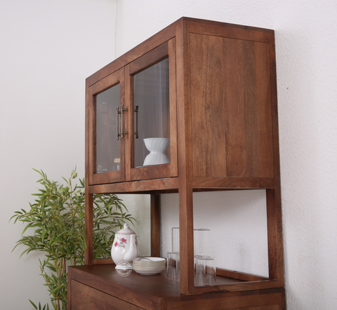 Minion glass wooden 4 door bar cabinet with drawer
