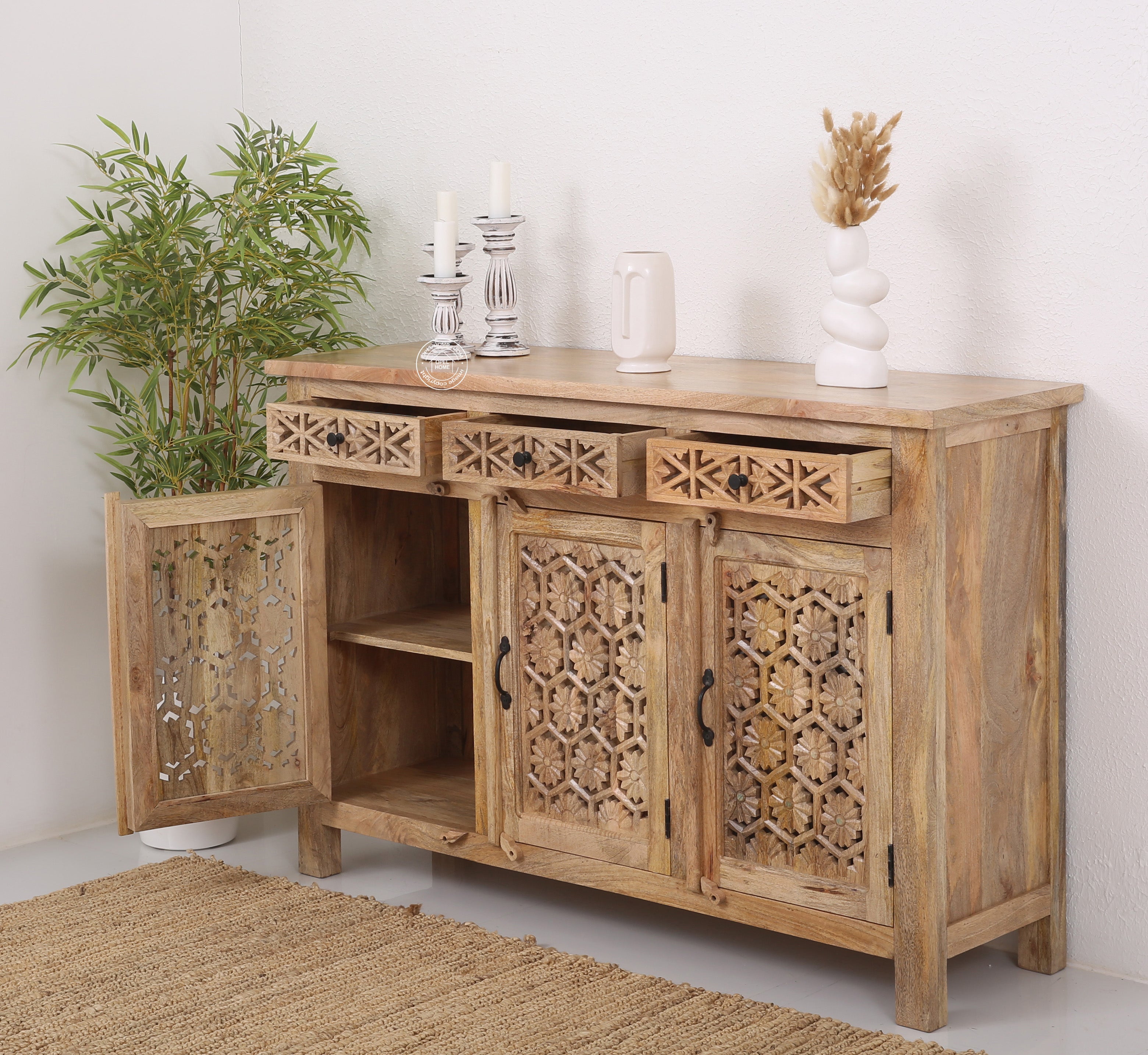 Ashara wooden 3 door 3 drawer Sideboard (Multiple Colors Options)