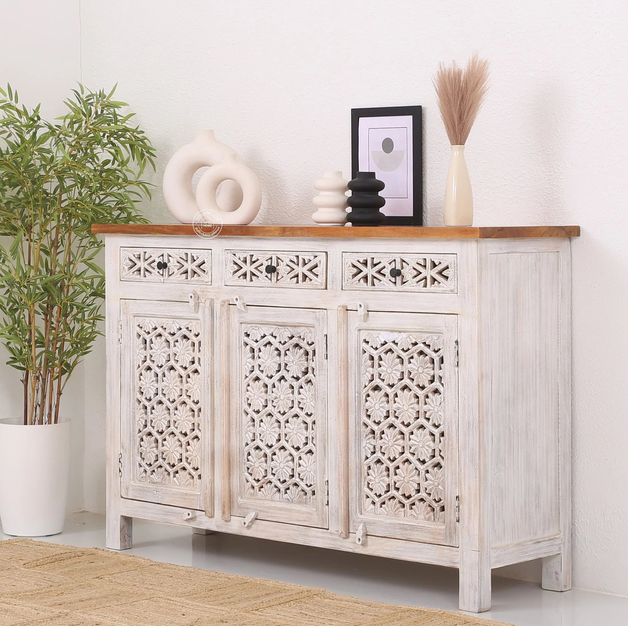 Ashara wooden 3 door 3 drawer Sideboard (Multiple Colors Options)