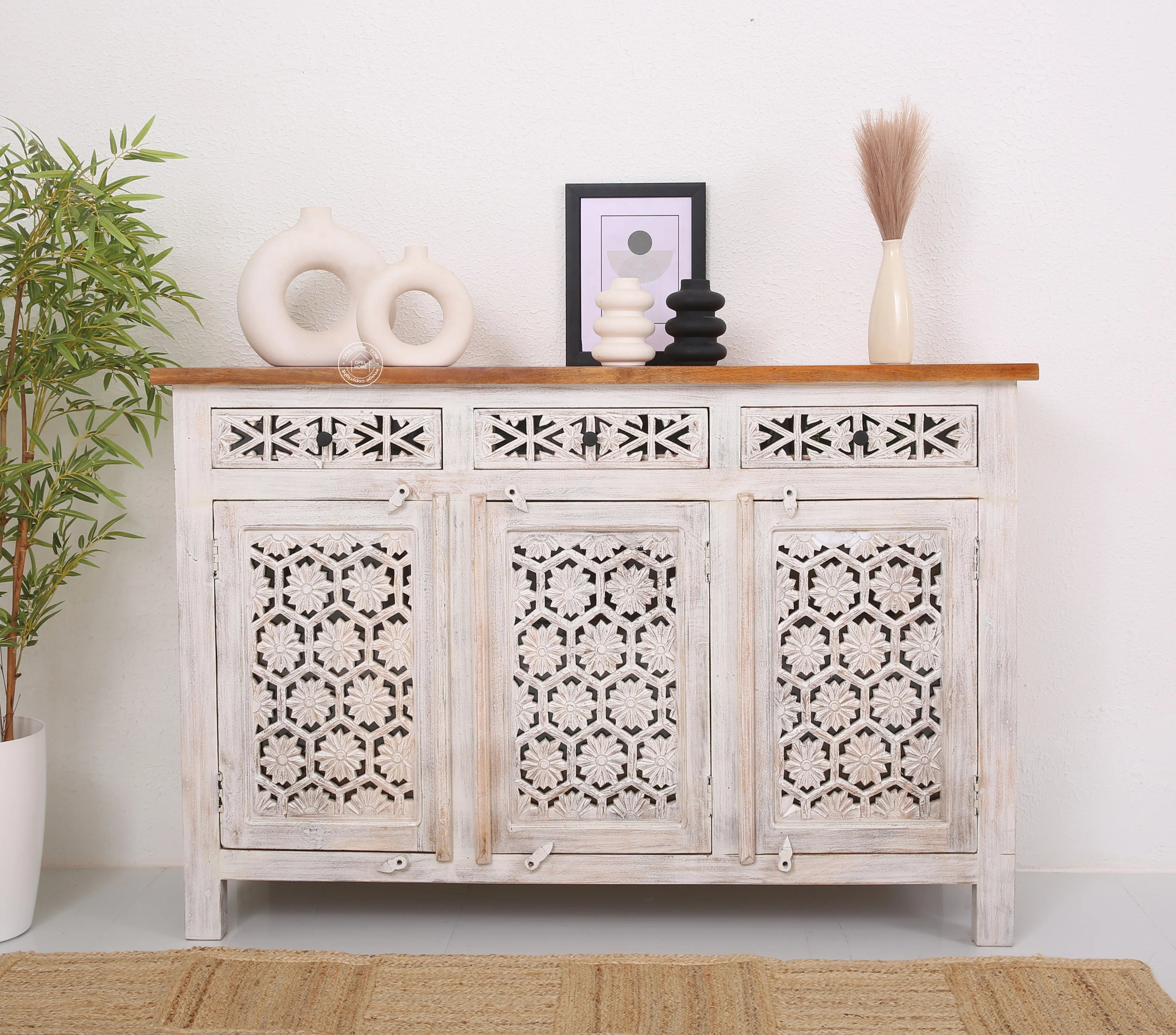 Ashara wooden 3 door 3 drawer Sideboard (Multiple Colors Options)
