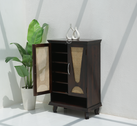 Roper Rattan shoe Rack (Walnut finish)