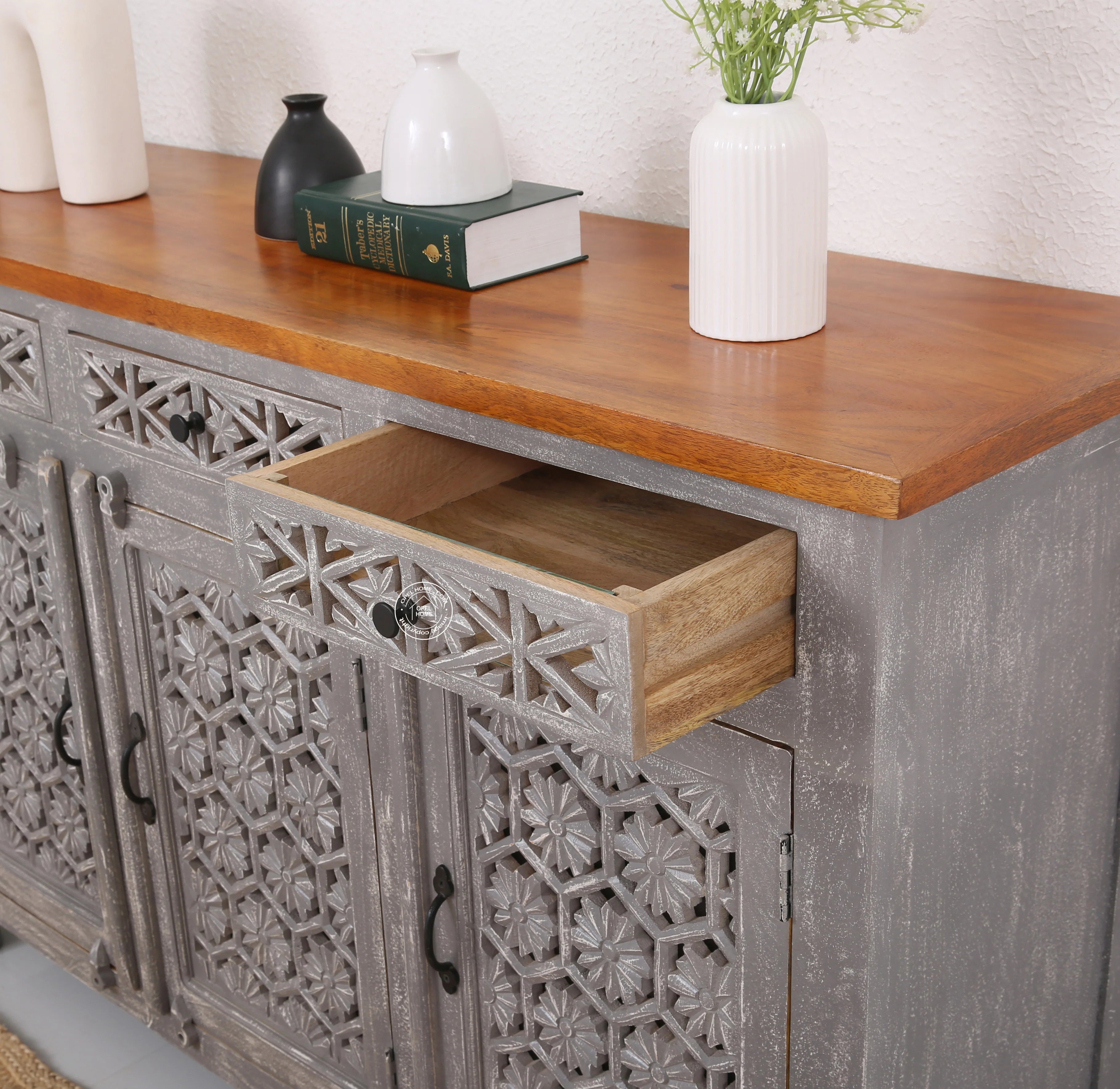 Ashara wooden 3 door 3 drawer Sideboard (Multiple Colors Options)