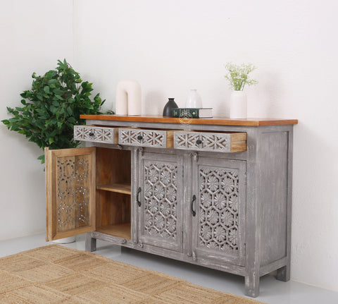Ashara wooden 3 door 3 drawer Sideboard (Multiple Colors Options)