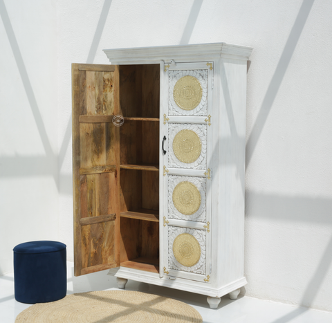 Arzelia Wooden Brass FTD Carved Closet