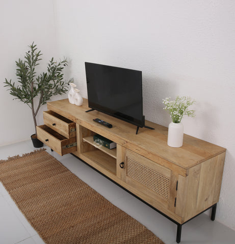 Simple Wooden Media Unit with 2-Shelves