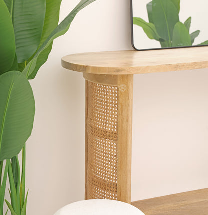 Cherry Rattan Console Table – Solid Mango Wood, Natural Finish| Opelhome UAE