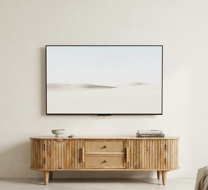 Clairan Solid Mango Wood 2 Door 2 Drawer TV Unit with Rattan – Natural Finish | Opelhome UAE