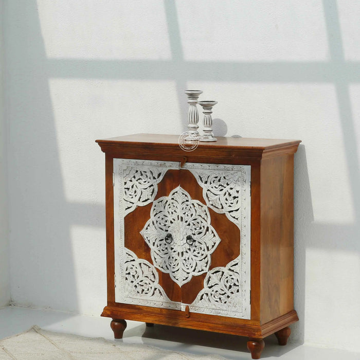 Adlar Wooden Carved Sideboard – 4 Doors, Solid Mango Wood | Opelhome UAE