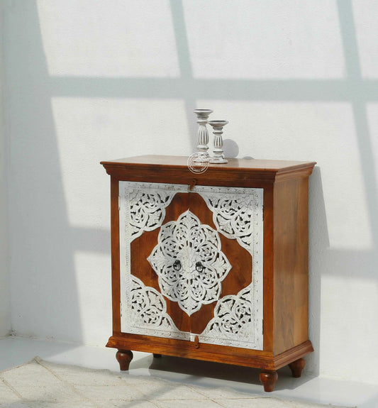 Adlar Wooden Carved Sideboard – 4 Doors, Solid Mango Wood | Opelhome UAE
