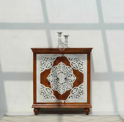 Adlar Wooden Carved Sideboard – 4 Doors, Solid Mango Wood | Opelhome UAE