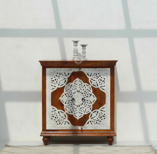 Adlar Wooden Carved Sideboard – 4 Doors, Solid Mango Wood | Opelhome UAE