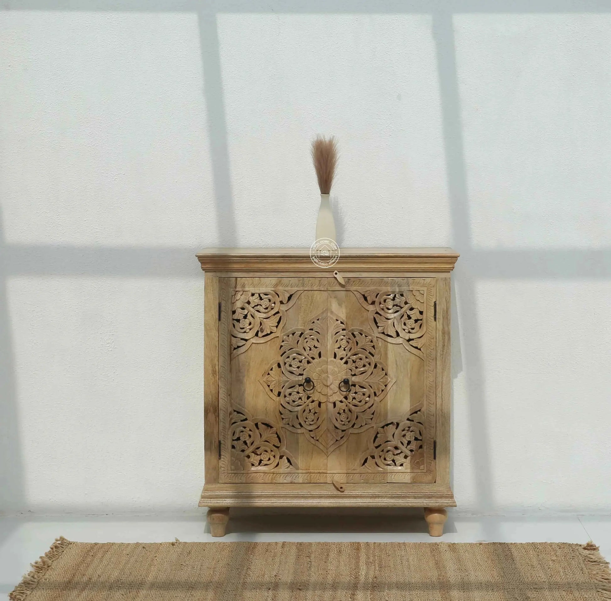 Adlar Wooden Carved Sideboard – 4 Doors, Solid Mango Wood | Opelhome UAE