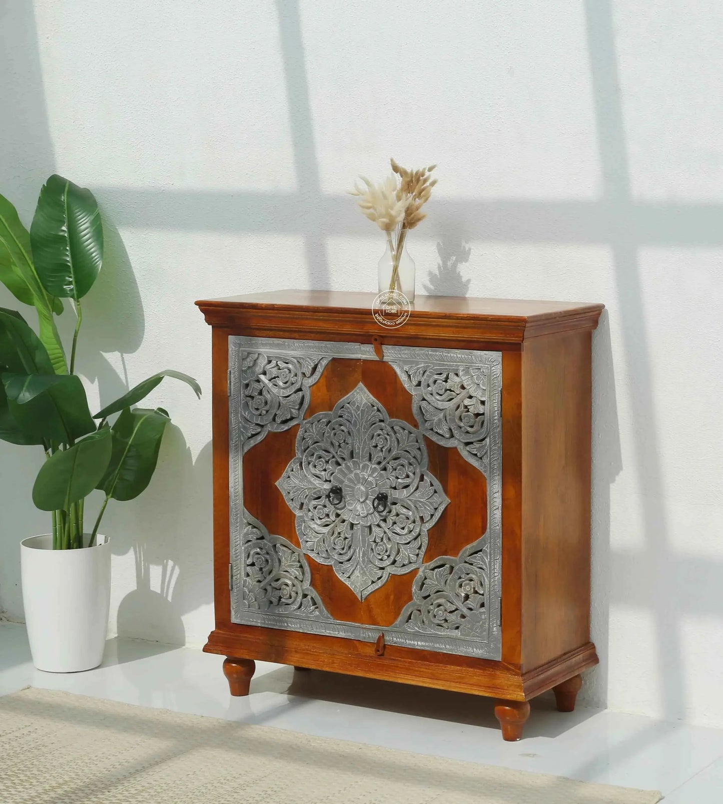 Adlar Wooden Carved Sideboard – 4 Doors, Solid Mango Wood | Opelhome UAE