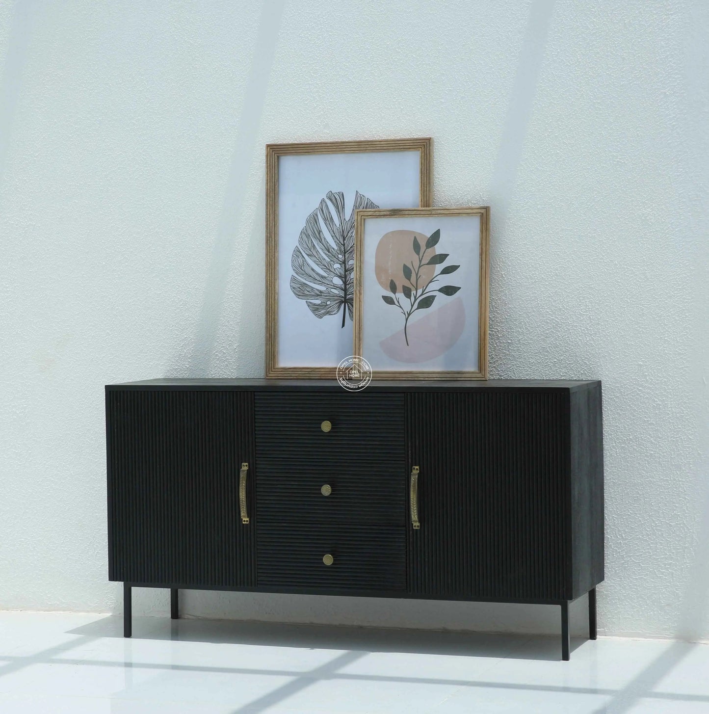 Aldora 3 Drawers & 2 Doors Sideboard (Black Finish)