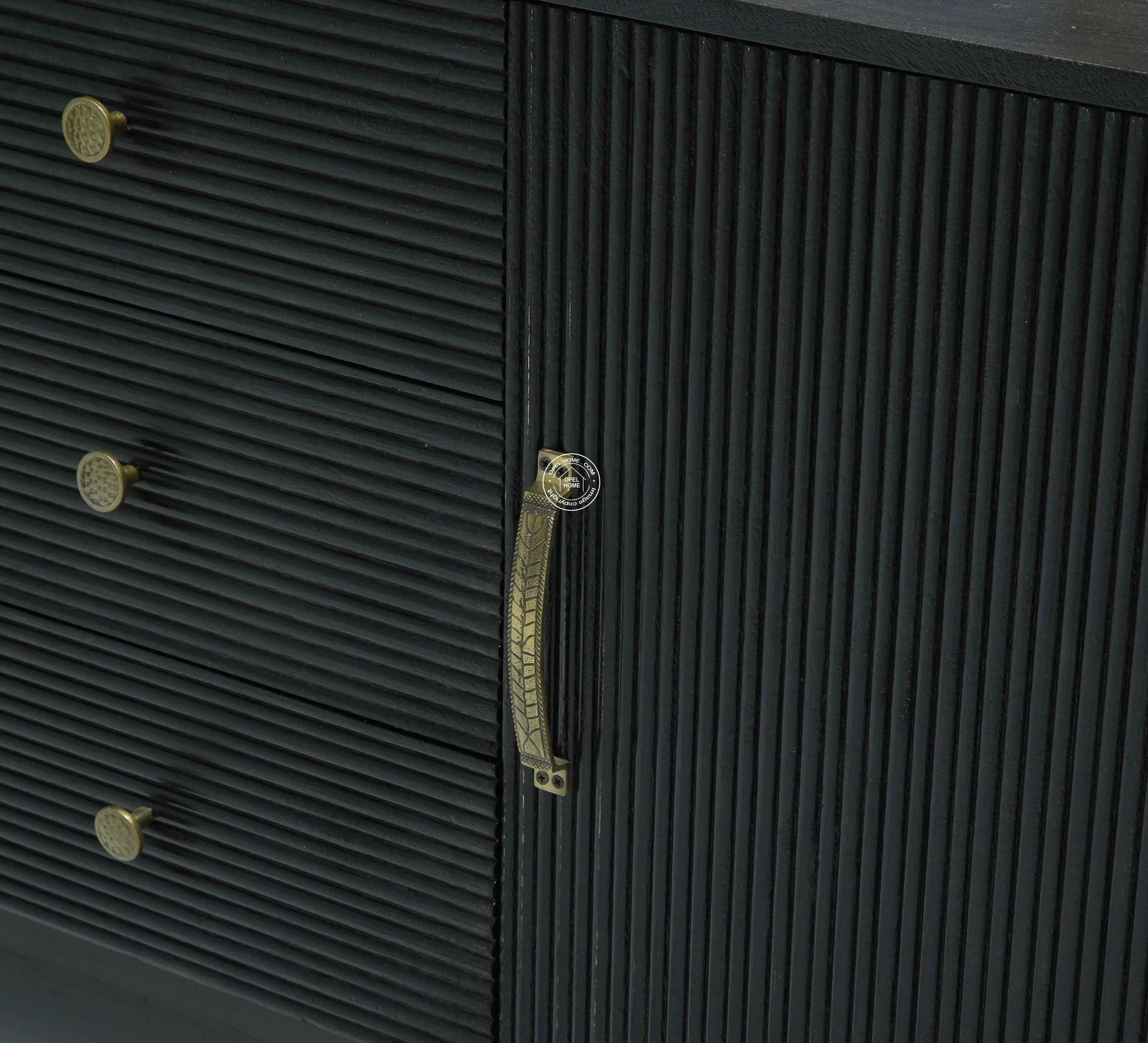 Aldora 3 Drawers & 2 Doors Sideboard (Black Finish)