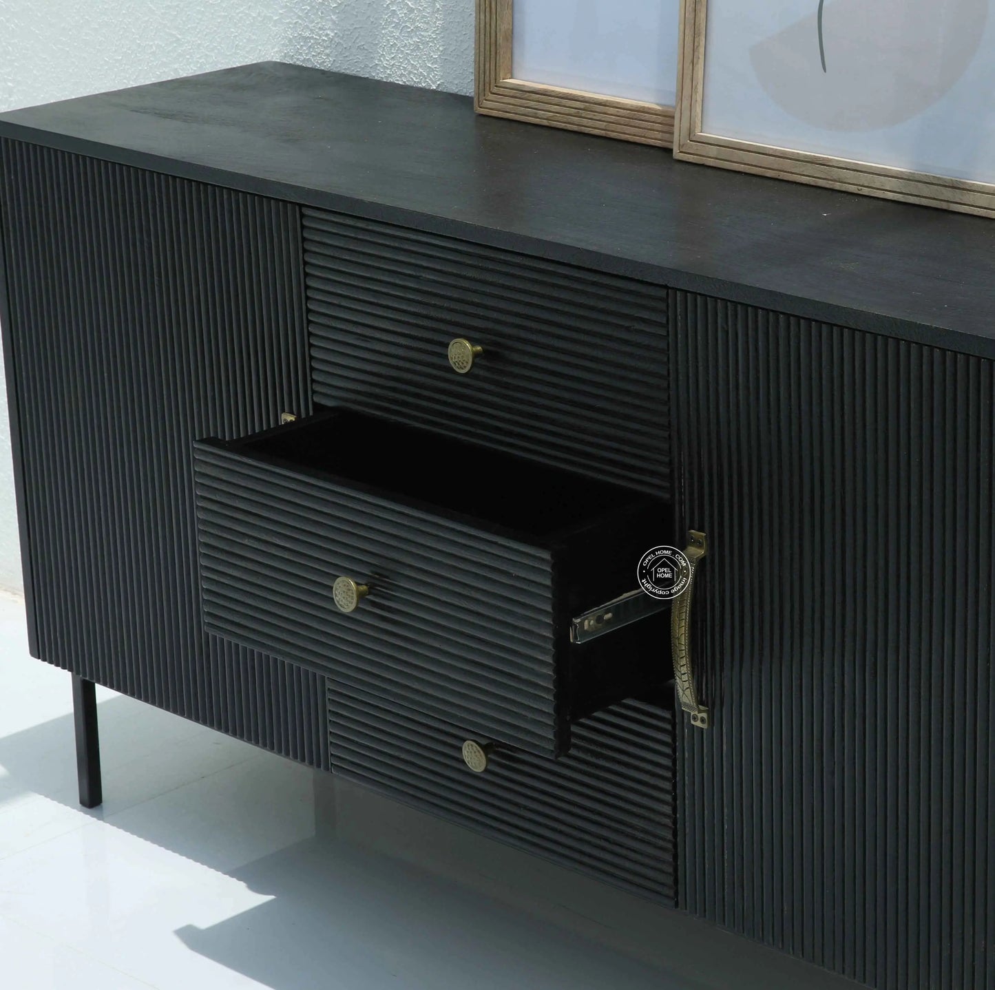 Aldora 3 Drawers & 2 Doors Sideboard (Black Finish)