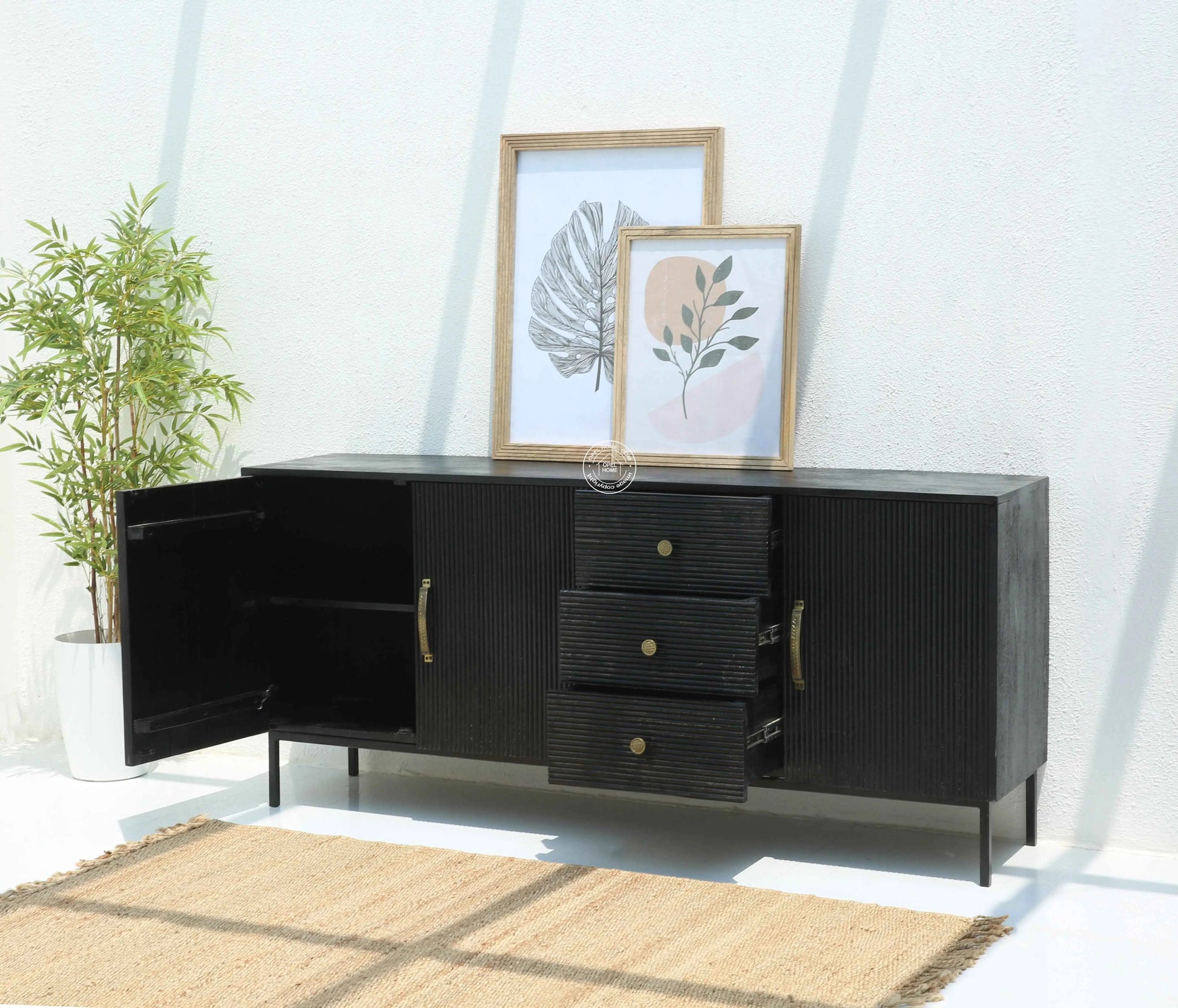 Aldora 3 Drawers & 3 Doors Sideboard (Black finish)