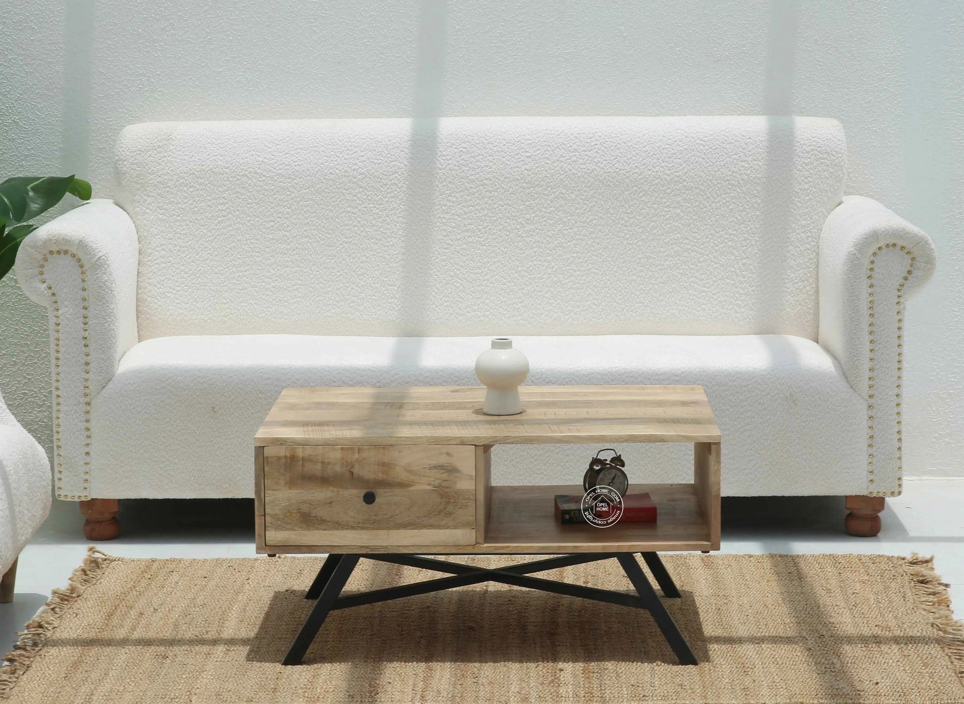 Alesha Wood Coffee Table Set with Metal Base