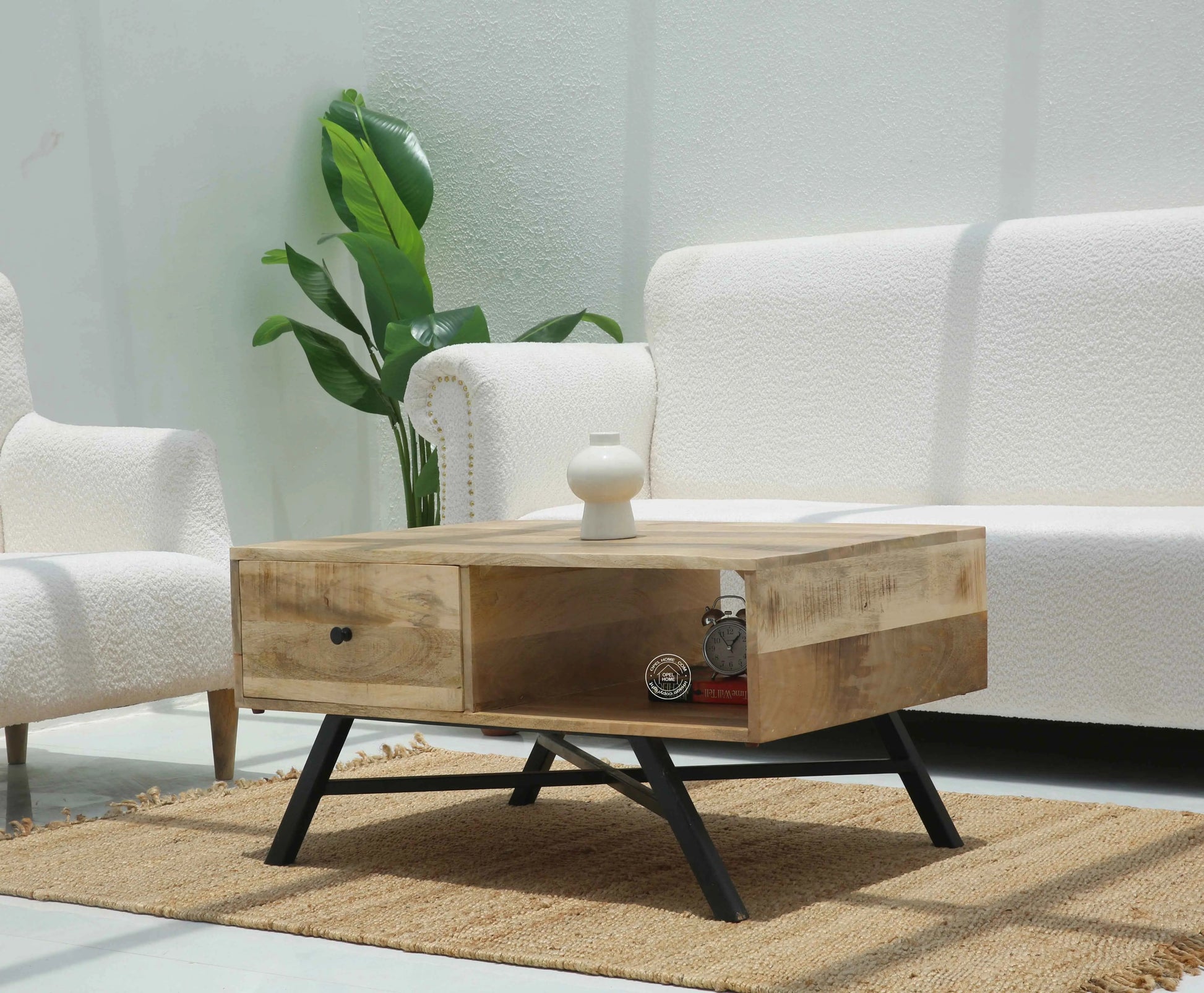 Alesha Wood Coffee Table Set with Metal Base