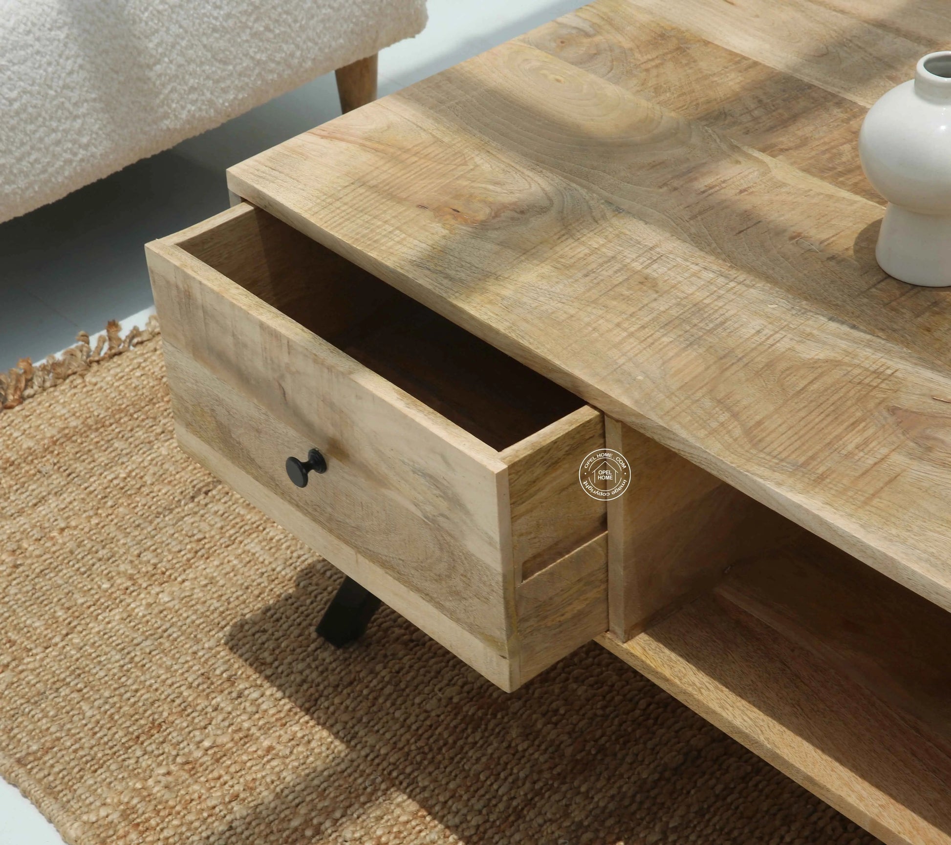 Alesha Wood Coffee Table Set with Metal Base