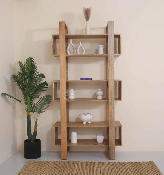 Alex Wooden Display Shelves Unit – Solid Wood, 200 cm | Opelhome UAE