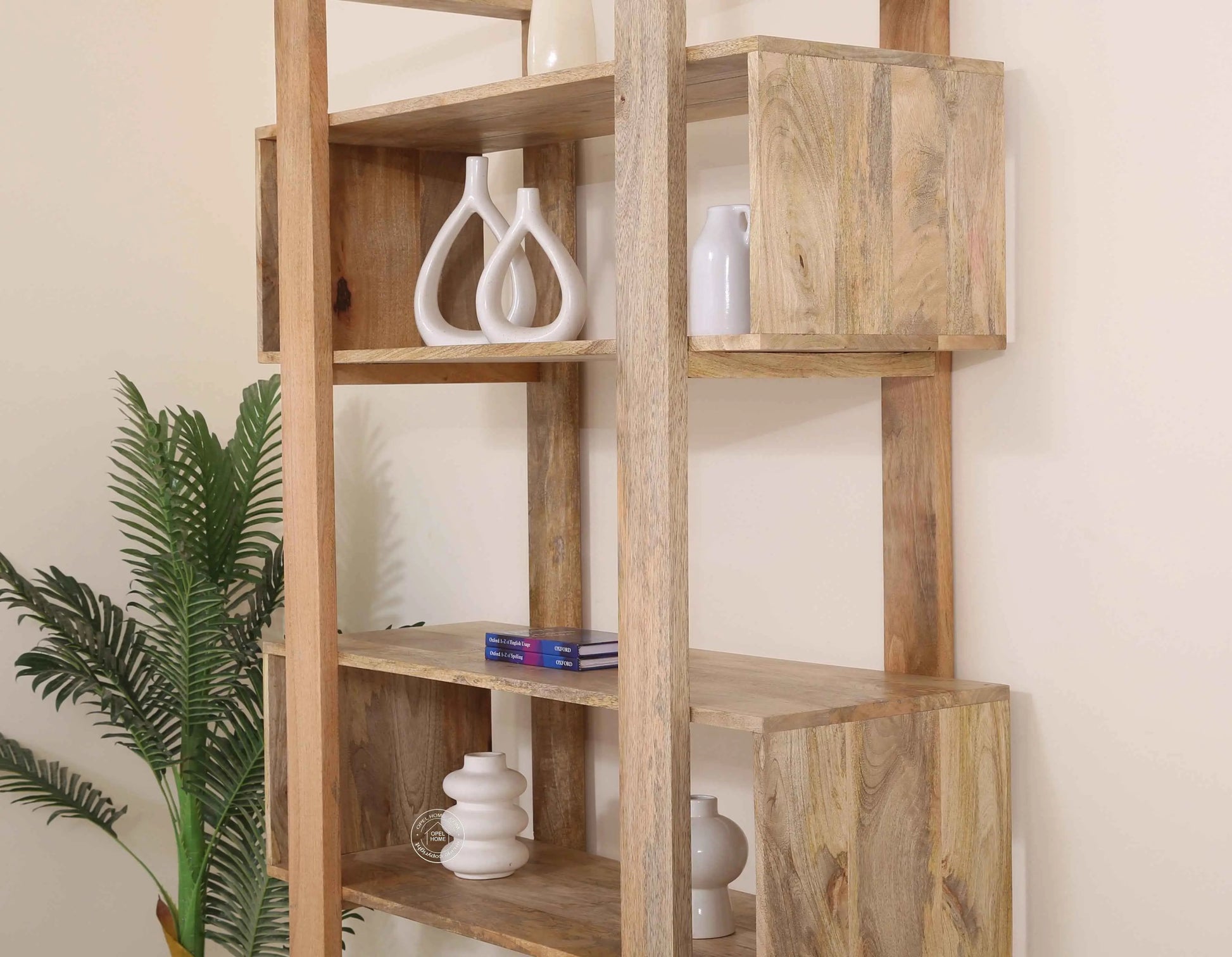 Alex Wooden Display Shelves Unit – Solid Wood, 200 cm | Opelhome UAE