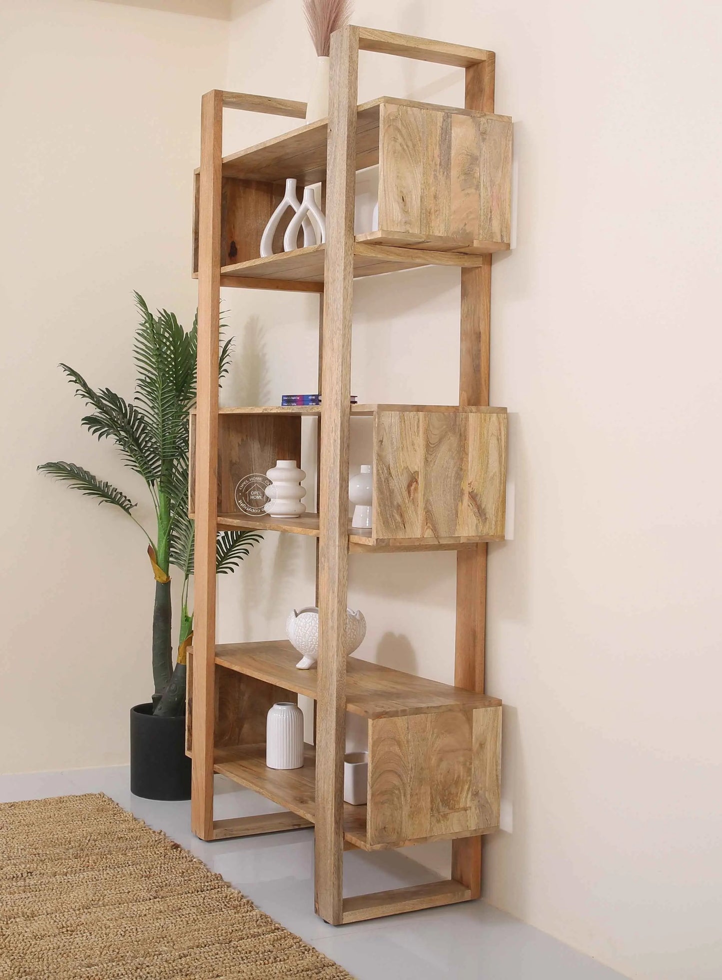 Alex Wooden Display Shelves Unit – Solid Wood, 200 cm | Opelhome UAE