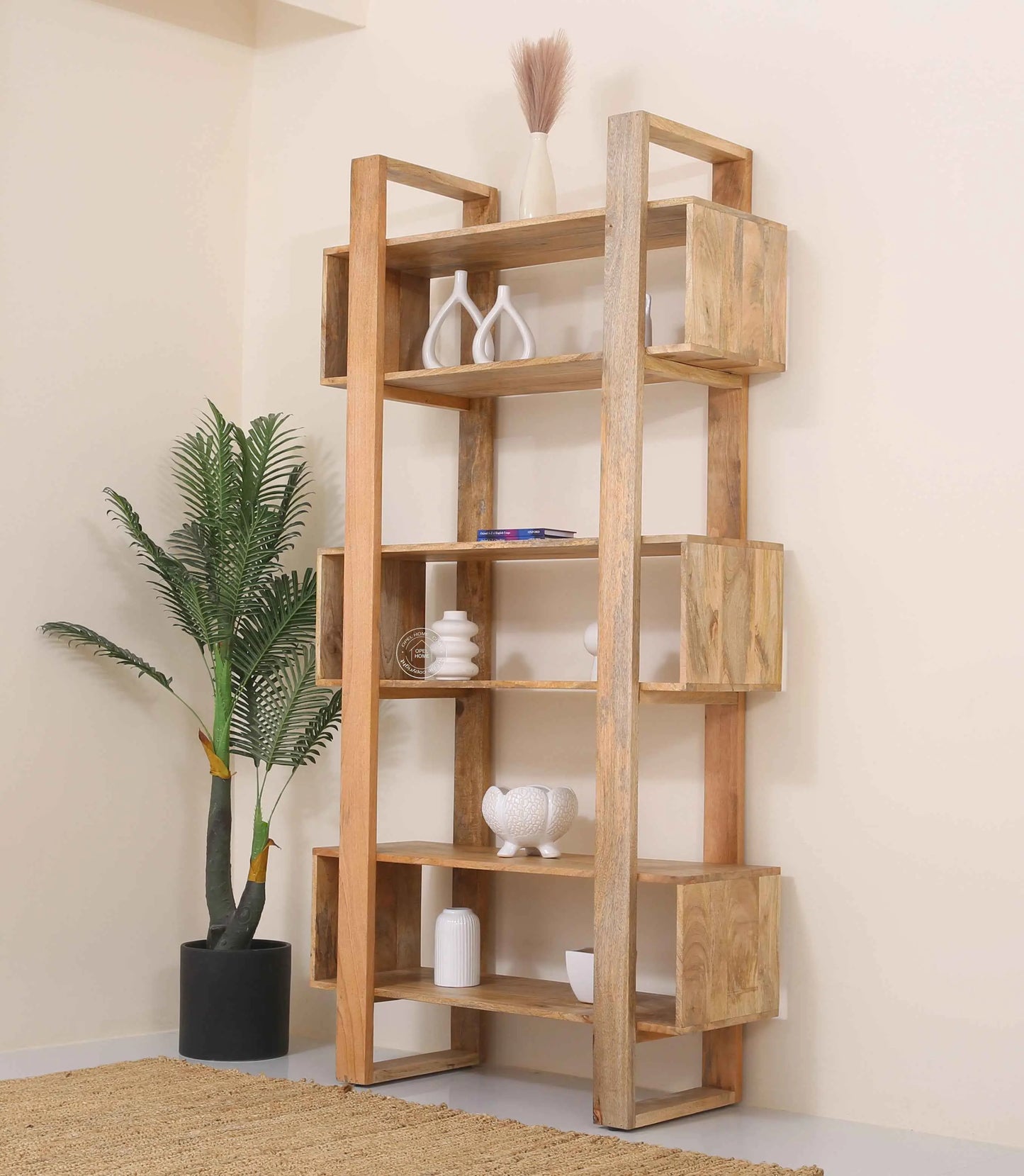 Alex Wooden Display Shelves Unit – Solid Wood, 200 cm | Opelhome UAE