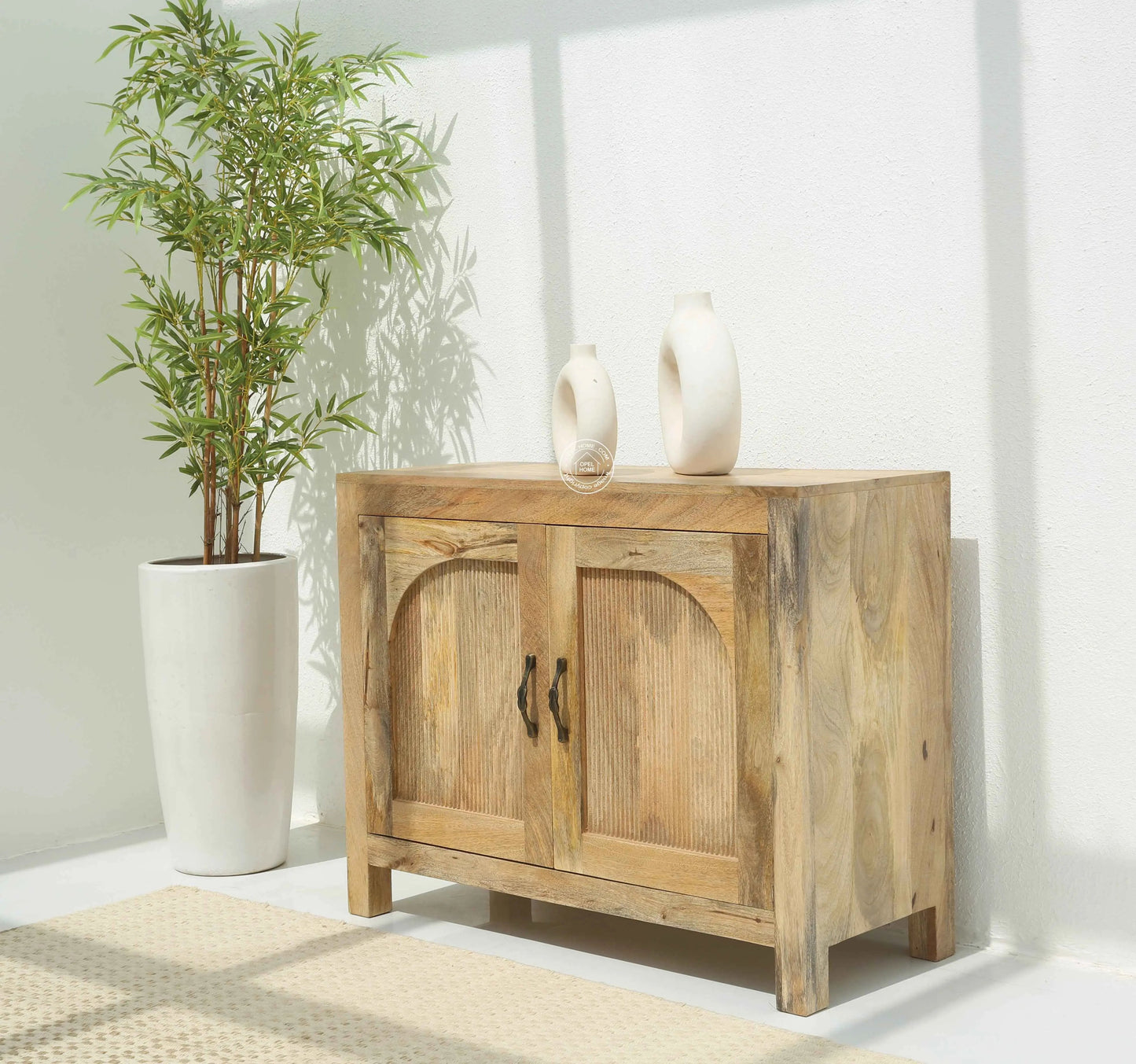 Alexis Wooden Sideboard – 2 Doors, Solid Mango Wood, Natural Finish | Opelhome UAE