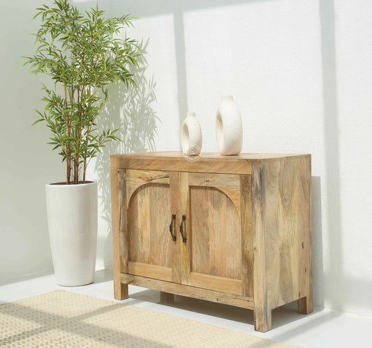 Alexis Wooden Sideboard – 2 Doors, Solid Mango Wood, Natural Finish | Opelhome UAE