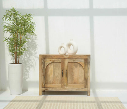 Alexis Wooden Sideboard – 2 Doors, Solid Mango Wood, Natural Finish | Opelhome UAE