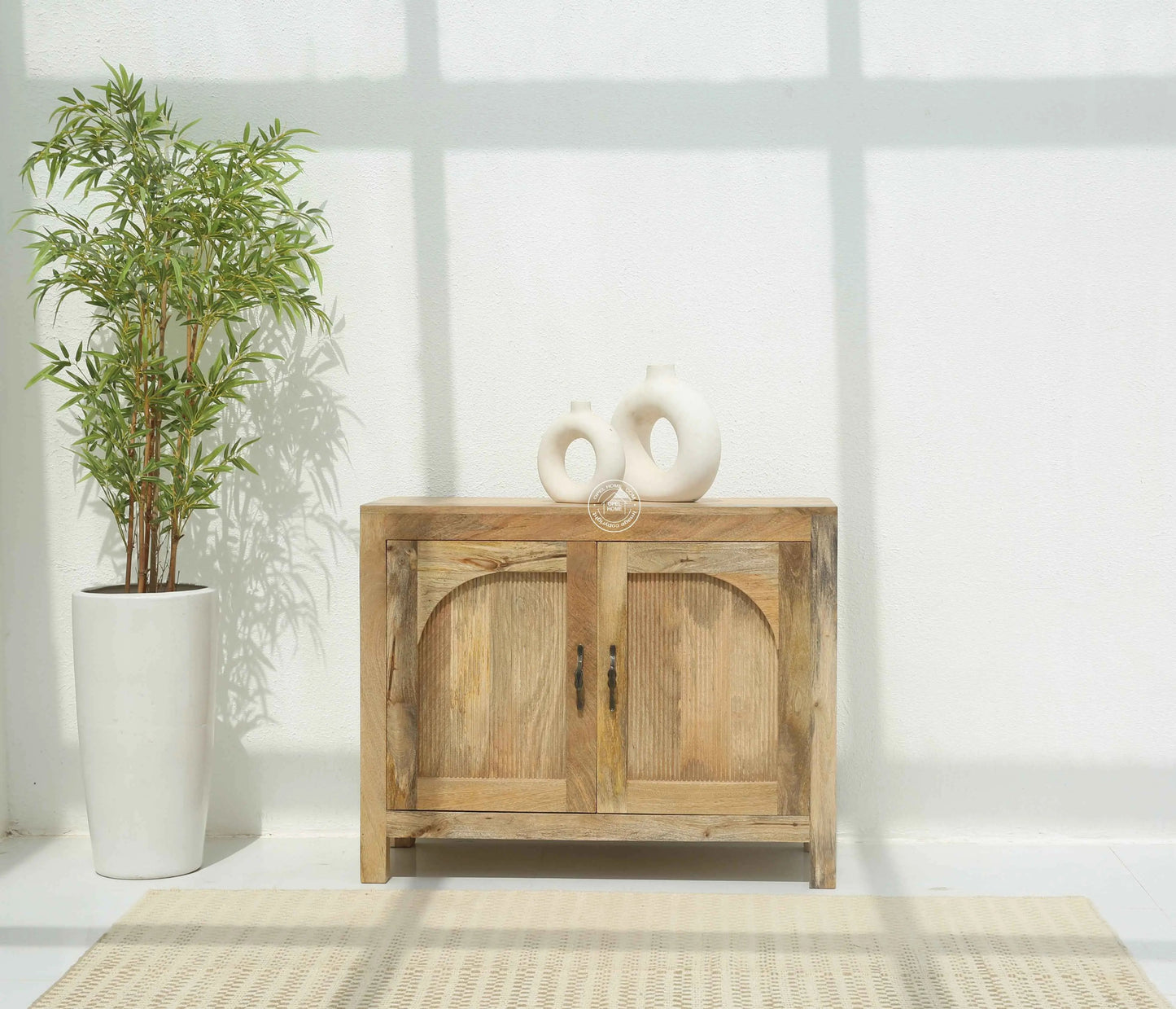 Alexis Wooden Sideboard – 2 Doors, Solid Mango Wood, Natural Finish | Opelhome UAE