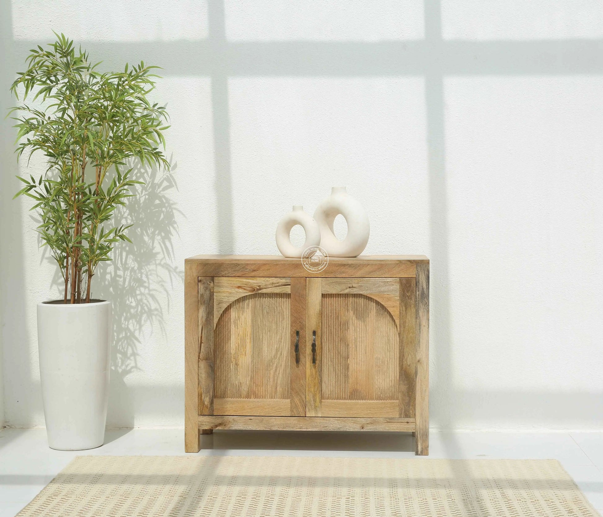 Alexis Wooden Sideboard – 2 Doors, Solid Mango Wood, Natural Finish | Opelhome UAE