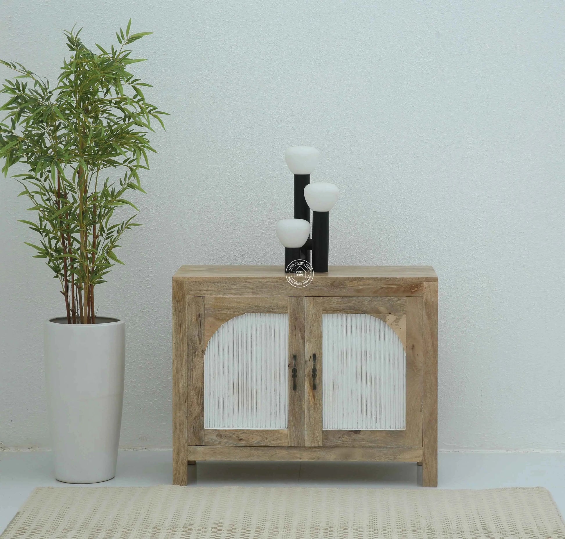 Alexis Wooden Sideboard – 2 Doors, Solid Mango Wood, Natural Finish | Opelhome UAE